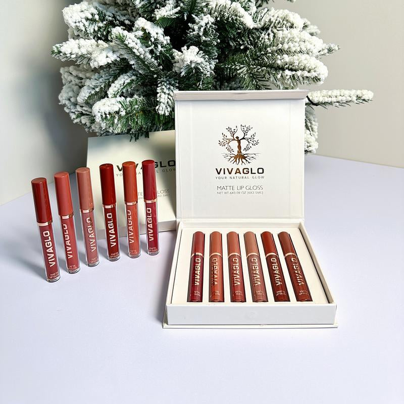 6PCS Matte Liquid Gloss Lipstick Set, Long-Lasting Moisturize Waterproof Shiny Non Sticky for Women Girls Christmas Gift Makeup Lipgloss Lip Care