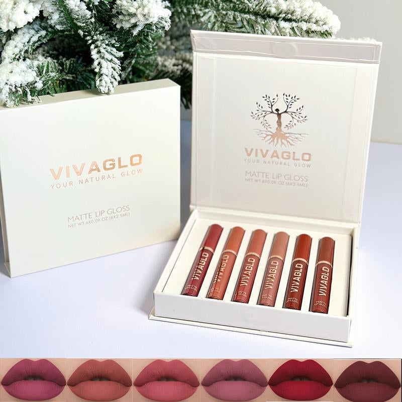 6PCS Matte Liquid Gloss Lipstick Set, Long-Lasting Moisturize Waterproof Shiny Non Sticky for Women Girls Christmas Gift Makeup Lipgloss Lip Care