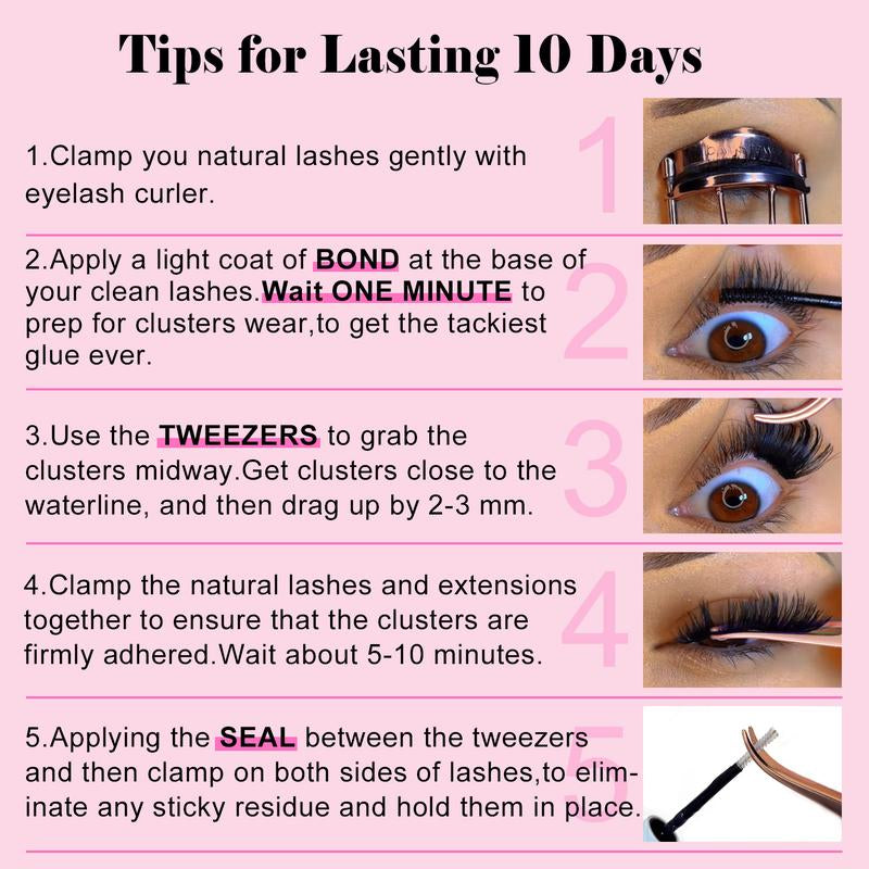 Kisslily Seraph Waterproof Lash Clusters Kit DIY Lash Extension Individual Lashes Beginner Friendly Lash Bond and Seal,6Mm Widespan Natural Lash for Girls Volume Style Makeup Eyelashes Flawless #Tiktokshopfalldealsforyou