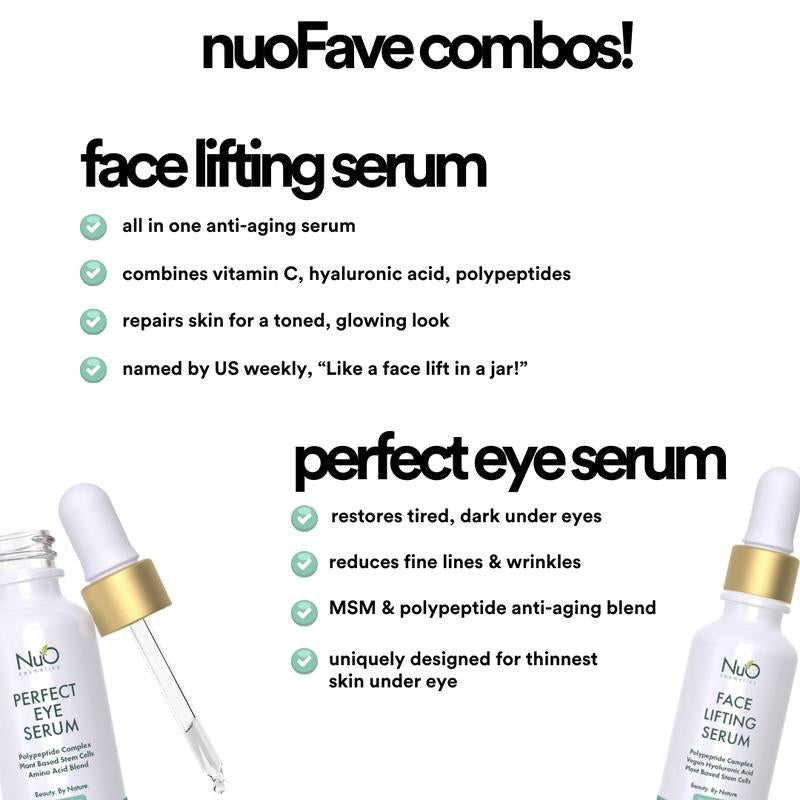 Nuorganic Ultimate Anti-Aging Bundle, Face Lifting Serum & Perfect Eye Serum, Serums for Wrinkles and Fine Lines