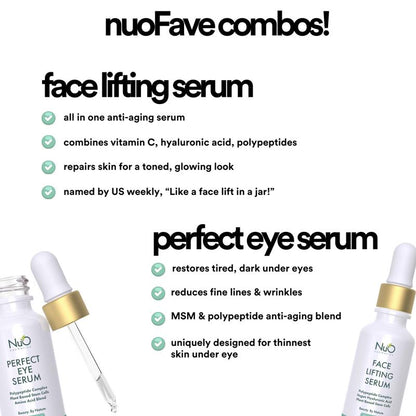 Nuorganic Ultimate Anti-Aging Bundle, Face Lifting Serum & Perfect Eye Serum, Serums for Wrinkles and Fine Lines