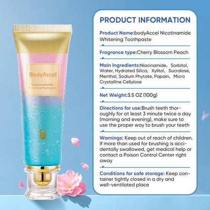 [Triple Whitening]Niacinamide Whitening Toothpaste,Natural Whitening Toothpaste with Niacinamide,Gentle Formula for Brighter Teeth & Fresh Breath.