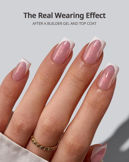 Btartboxnails XCOATTIPS Press on Nails-96Pcs White Short Square or Almond or Stiletto French Tips Glitter Pink Base,Soft Gel Falsenail, Soak off Acrylic Fake Nails Extensions