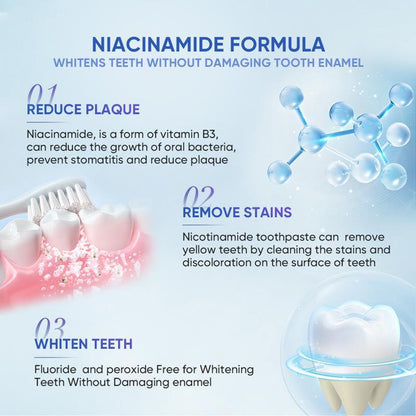 [Triple Whitening]Niacinamide Whitening Toothpaste,Natural Whitening Toothpaste with Niacinamide,Gentle Formula for Brighter Teeth & Fresh Breath.