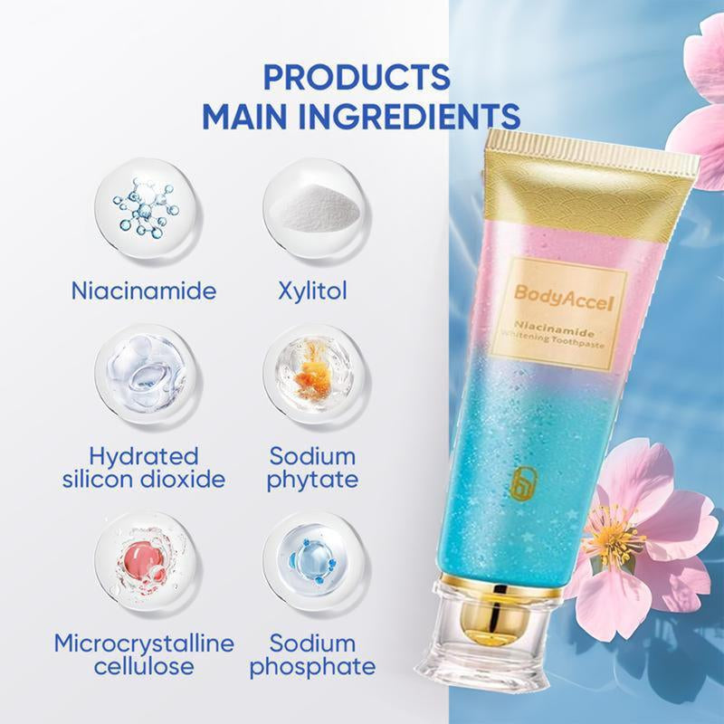[Triple Whitening]Niacinamide Whitening Toothpaste,Natural Whitening Toothpaste with Niacinamide,Gentle Formula for Brighter Teeth & Fresh Breath.