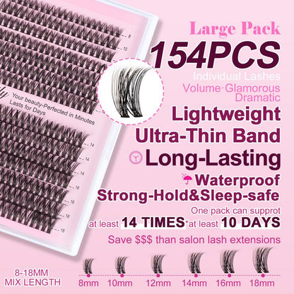 Kisslily Seraph Waterproof Lash Clusters Kit DIY Lash Extension Individual Lashes Beginner Friendly Lash Bond and Seal,6Mm Widespan Natural Lash for Girls Volume Style Makeup Eyelashes Flawless #Tiktokshopfalldealsforyou