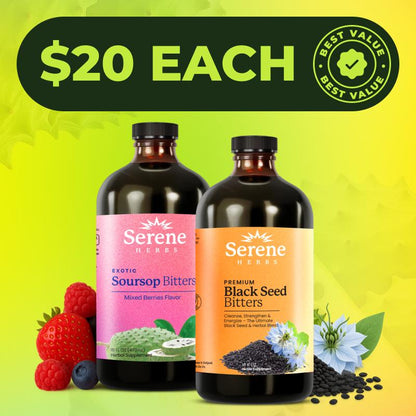 Serene Herbs 16 Day Soursop Reset | Organic Herbal Detox Cortisol Bundle Gut Healthy Booster Immune Support & Energy | Non-Gmo, Vegan (32 Fl Oz, 16 Fl Oz Each)