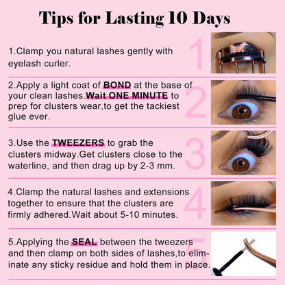 Kisslily Seraph Waterproof Lash Clusters Kit DIY Lash Extension Individual Lashes Beginner Friendly Lash Bond and Seal,6Mm Widespan Natural Lash for Girls Volume Style Makeup Eyelashes Flawless #Tiktokshopfalldealsforyou