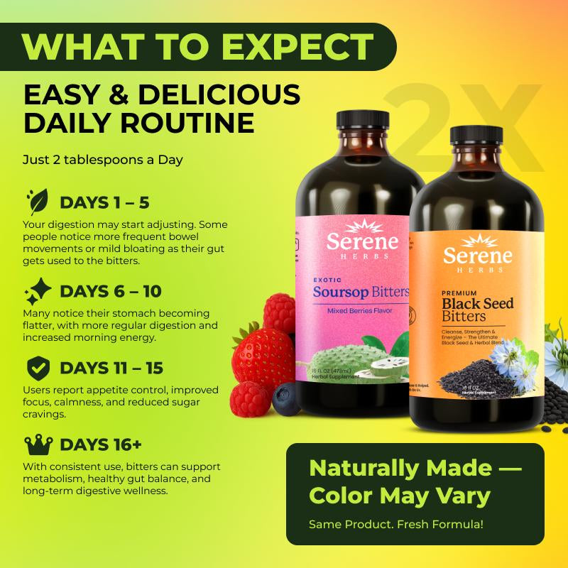 Serene Herbs 16 Day Soursop Reset | Organic Herbal Detox Cortisol Bundle Gut Healthy Booster Immune Support & Energy | Non-Gmo, Vegan (32 Fl Oz, 16 Fl Oz Each)